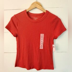 Old Navy Red/Orange Ribbed Shirt Size M
